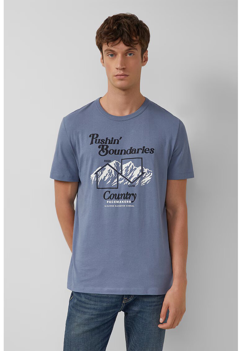sOliver Tricou de bumbac cu imprimeu grafic - Albastru prafuit