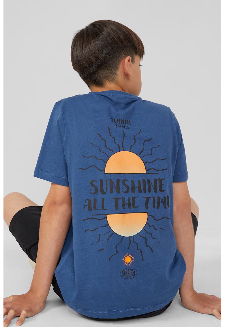 sOliver Tricou de bumbac cu imprimeu pe spate - Albastru inchis