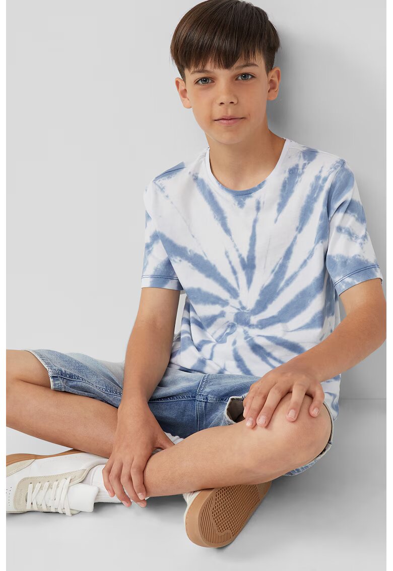 sOliver Tricou de bumbac cu model tie-dye - Albastru inchis/Alb optic