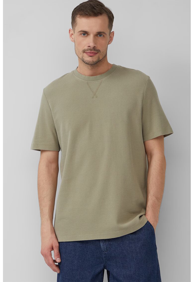 sOliver Tricou din bumbac cu decolteu la baza gatului - Kaki