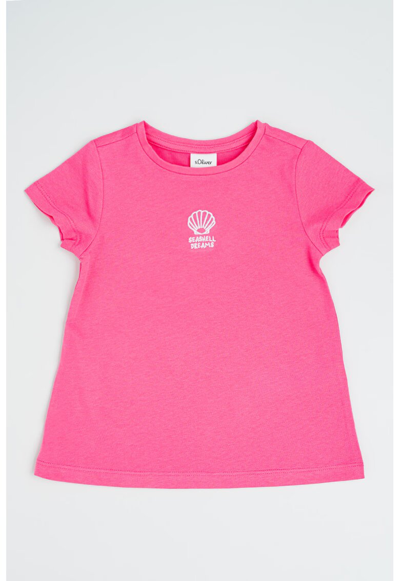 sOliver Tricou din bumbac cu decolteu la baza gatului - Roz pastel/Alb optic