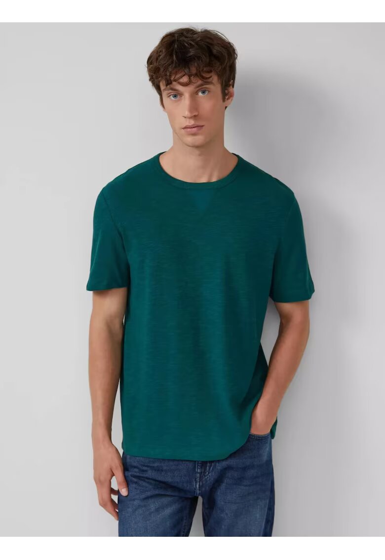sOliver Tricou din bumbac cu decolteu la baza gatului - Verde inchis