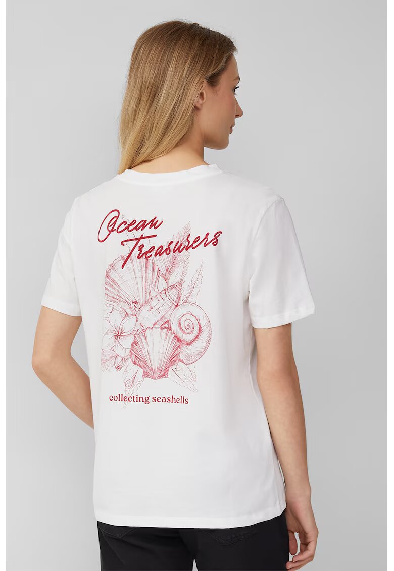 sOliver Tricou din bumbac cu imprimeu - Alb/Rosu inchis