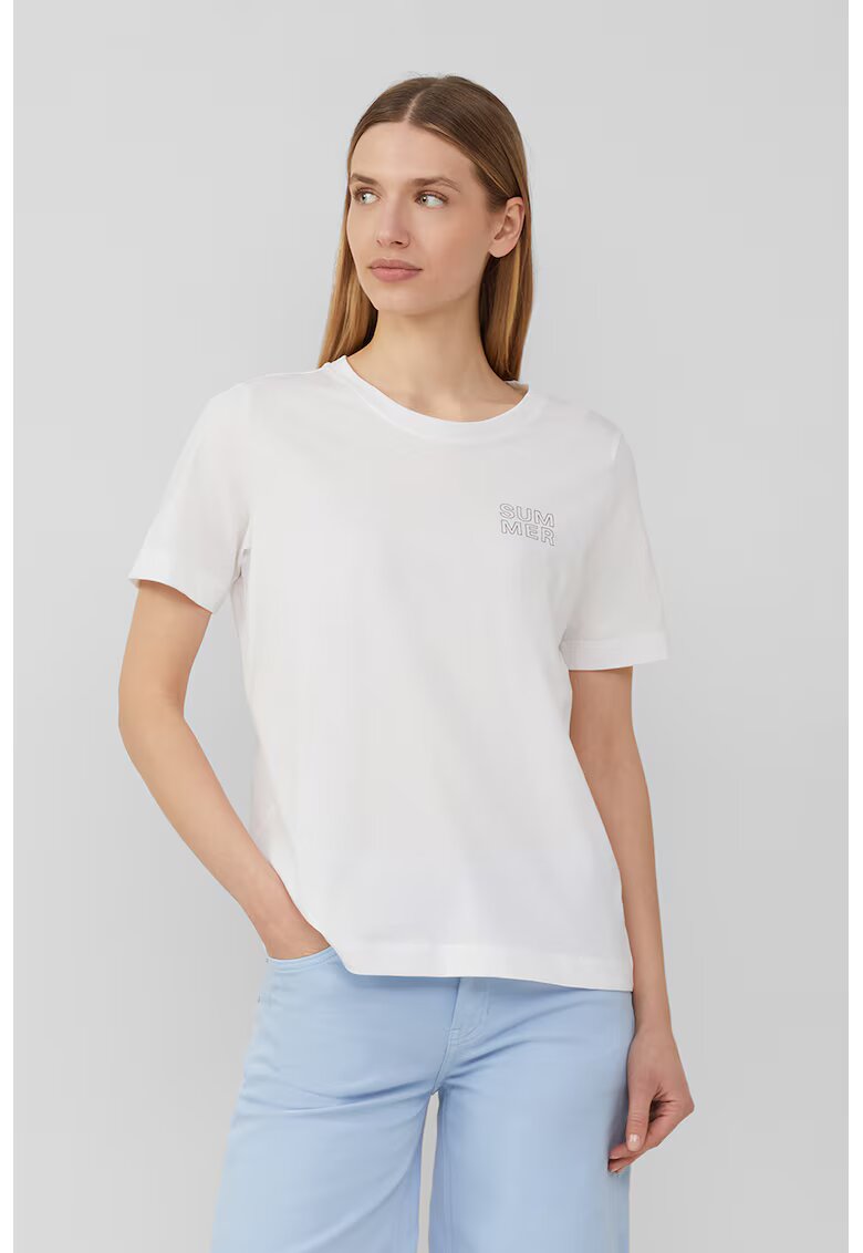 sOliver Tricou din bumbac cu imprimeu pe partea din spate - Alb