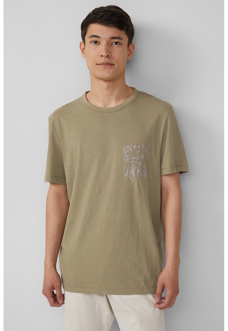 sOliver Tricou lejer cu imprimeu discret pe piept - Verde masliniu