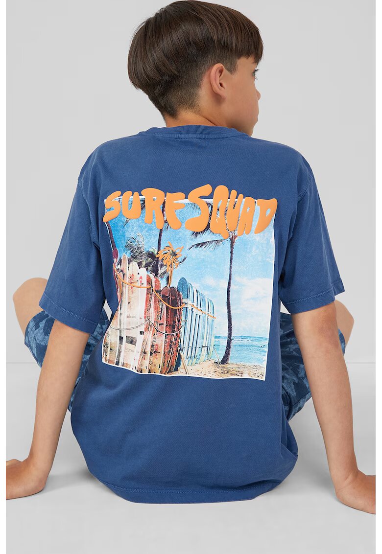 sOliver Tricou lejer cu imprimeu grafic pe spate - Albastru inchis