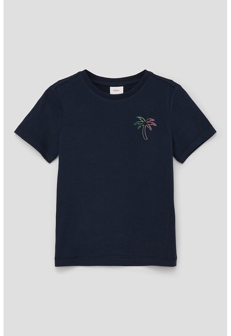 sOliver Tricou lejer de bumbac - Portocaliu/Bleumarin