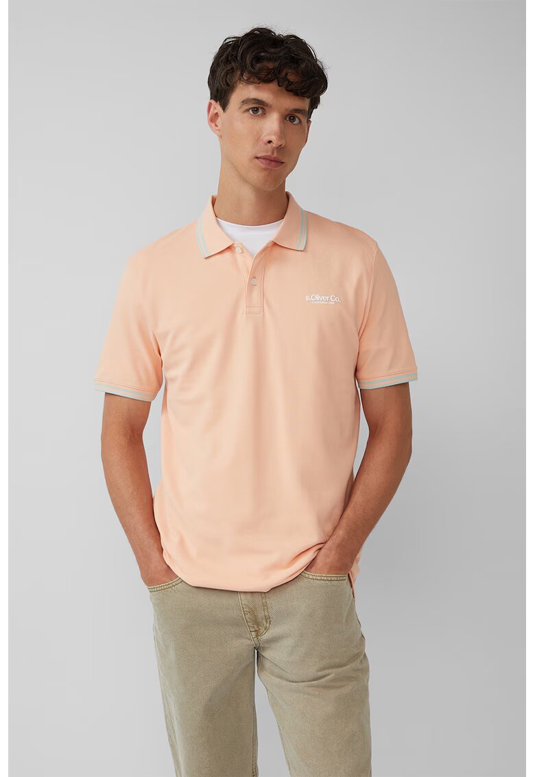 sOliver Tricou polo cu imprimeu logo discret - Roz somon