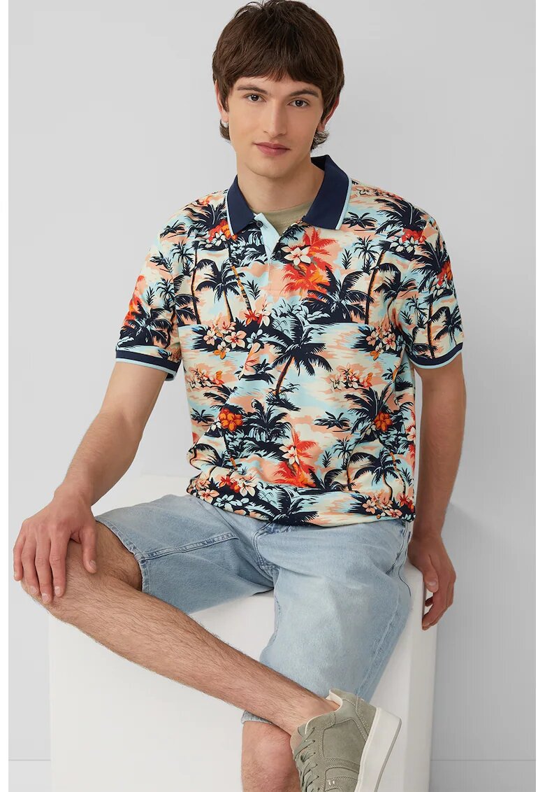 sOliver Tricou polo cu model - Portocaliu/Bleumarin