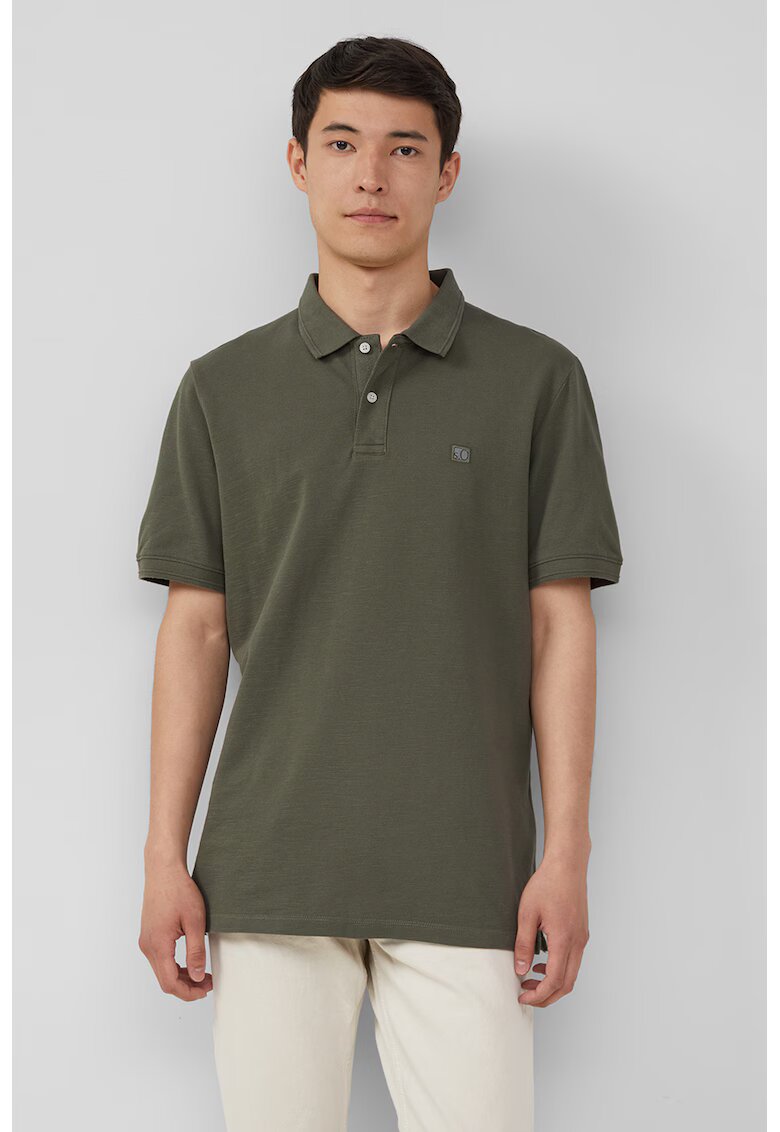 sOliver Tricou polo de bumbac - Kaki inchis