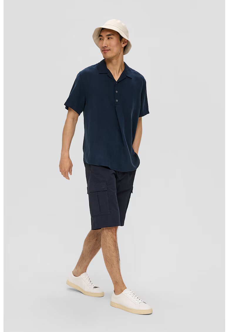 sOliver Tricou polo din amestec de in si lyocell - Bleumarin