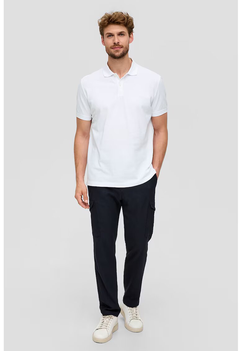sOliver Tricou polo din bumbac pique - Alb