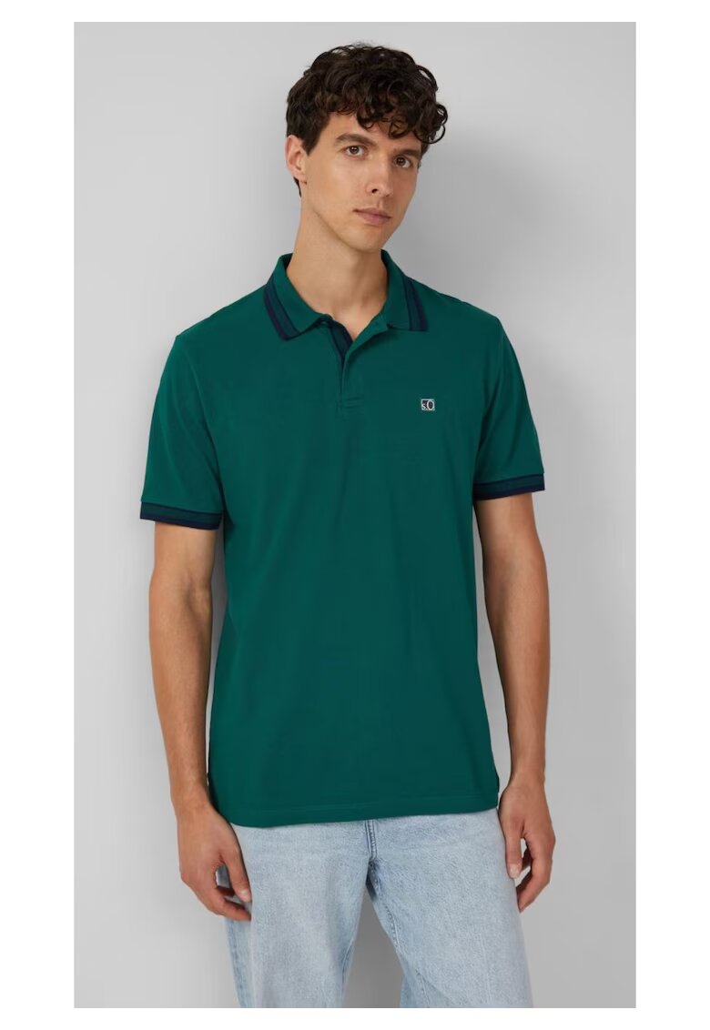 sOliver Tricou polo din bumbac pique - Verde inchis