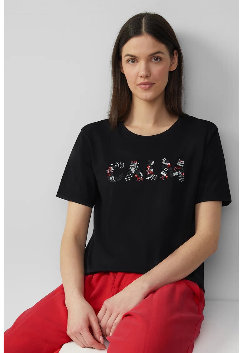 sOliver Tricou regular fit de bumbac - Negru