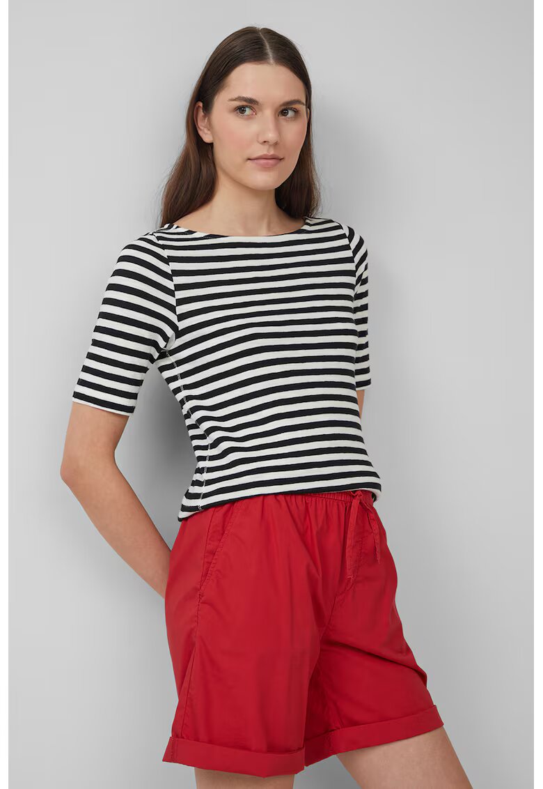 sOliver Tricou slim-fit - Alb/Negru