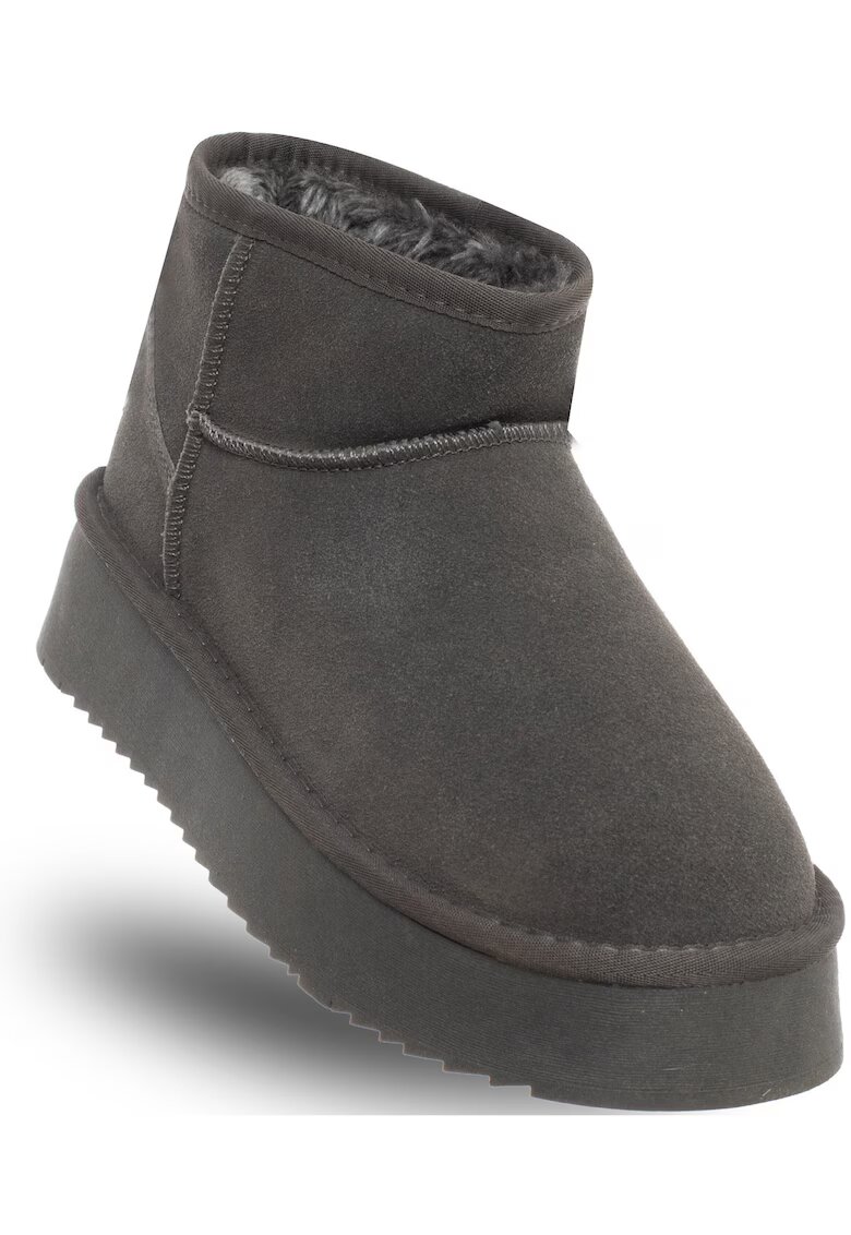 Soprani Couture Ghete dama - HUGH PLATFORM SHARK - gri - piele naturala - material textil