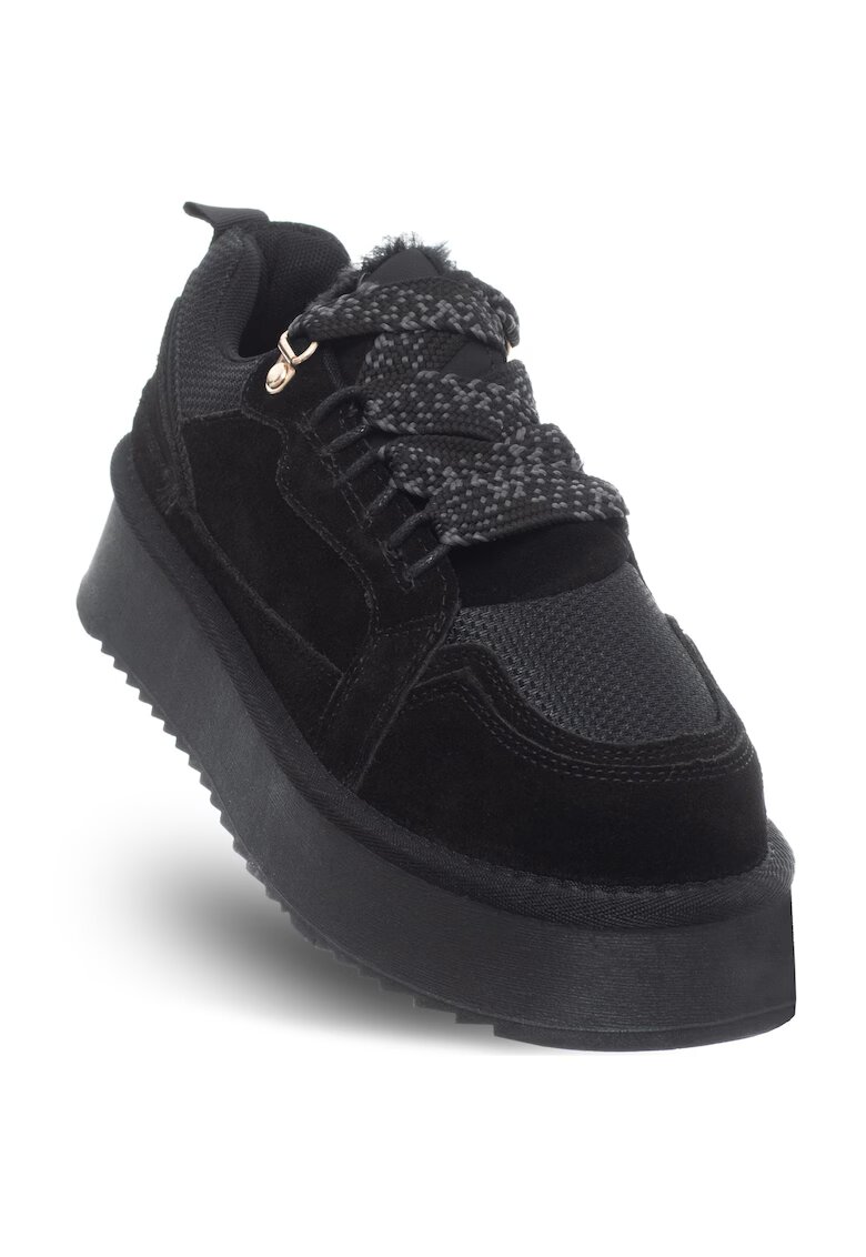 Soprani Couture Pantofi dama - piele naturala/textil - toamna-iarna - cu platforma - negru