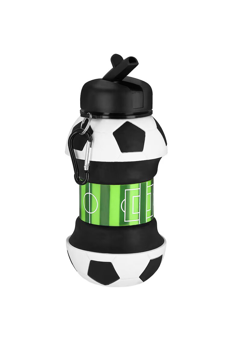 Spokey Bidon pliabil 520 ml - silicon - 18 cm - cu carabina - motiv fotbal