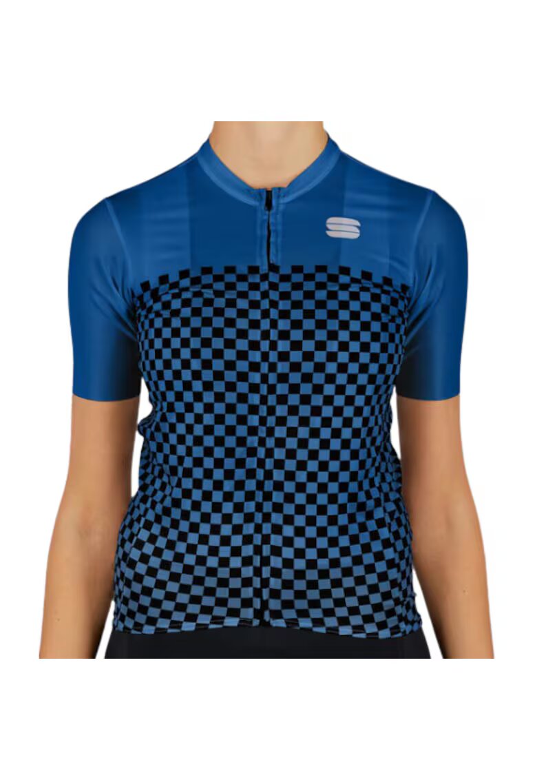 Sportful Tricou ciclism dama Checkmate SS 2021 Albastru/Negru - Albastru/albastru/negru