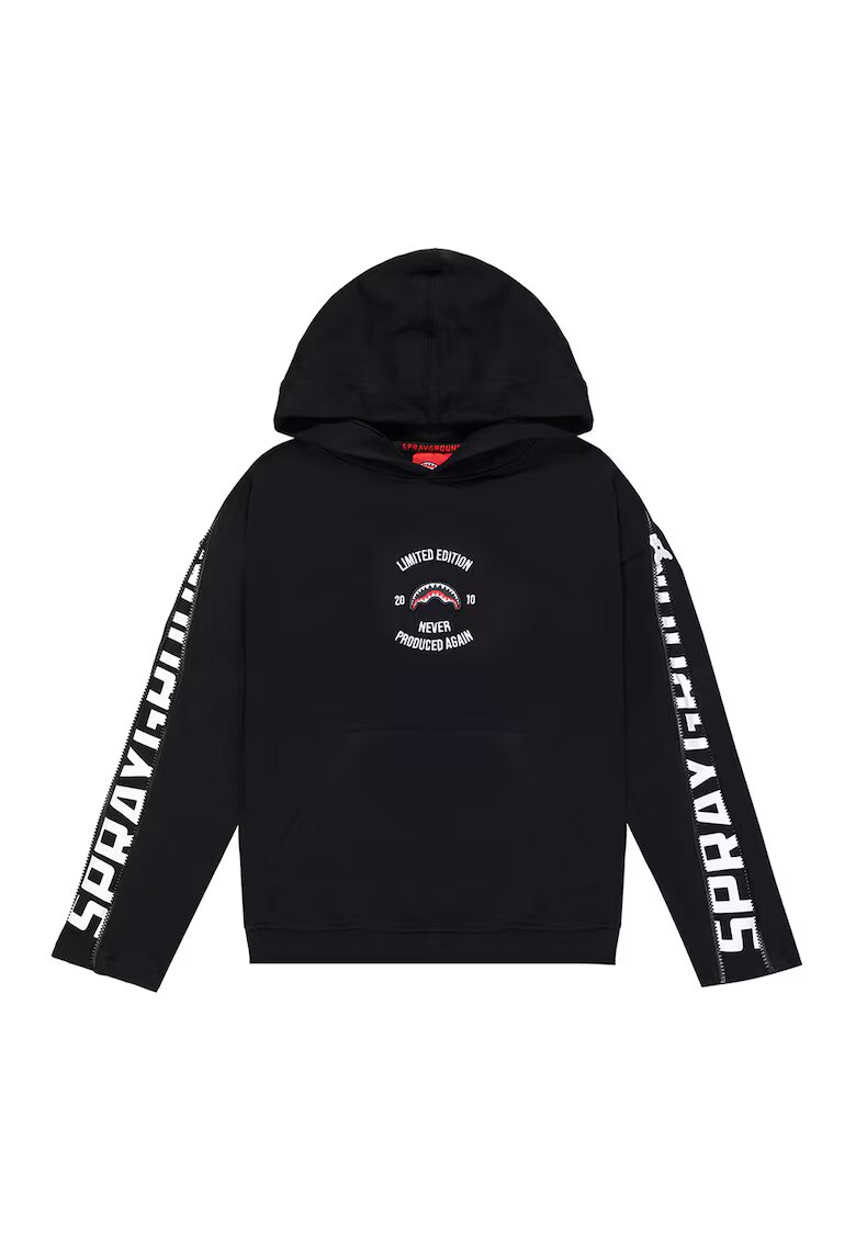 SPRAYGROUND Hanorac cu logo si element cu fermoar pe maneca - Alb/Negru