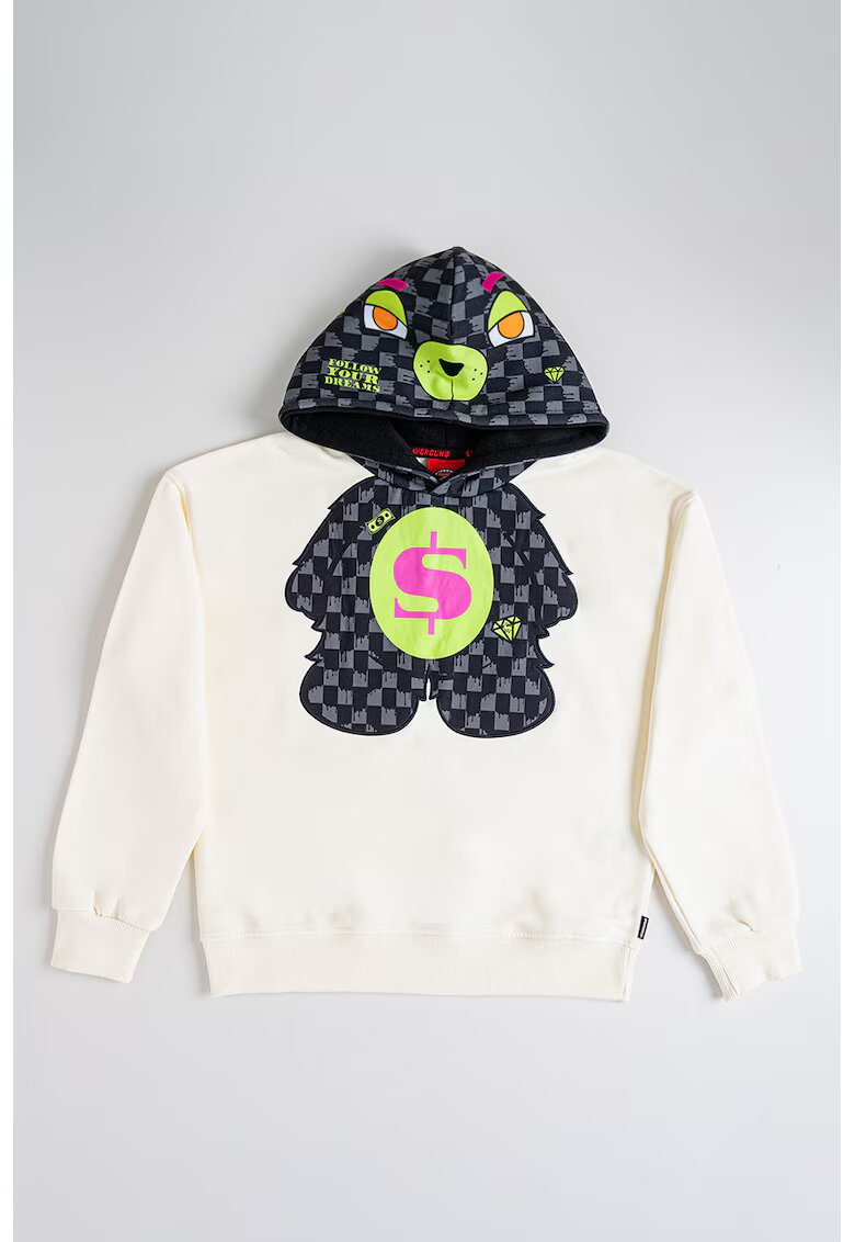SPRAYGROUND Hanorac de bumbac cu imprimeu contrastant - Negru/Crem