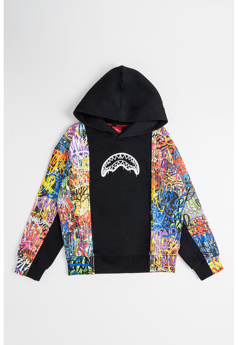 SPRAYGROUND Hanorac de bumbac cu imprimeu - Negru/Multicolor