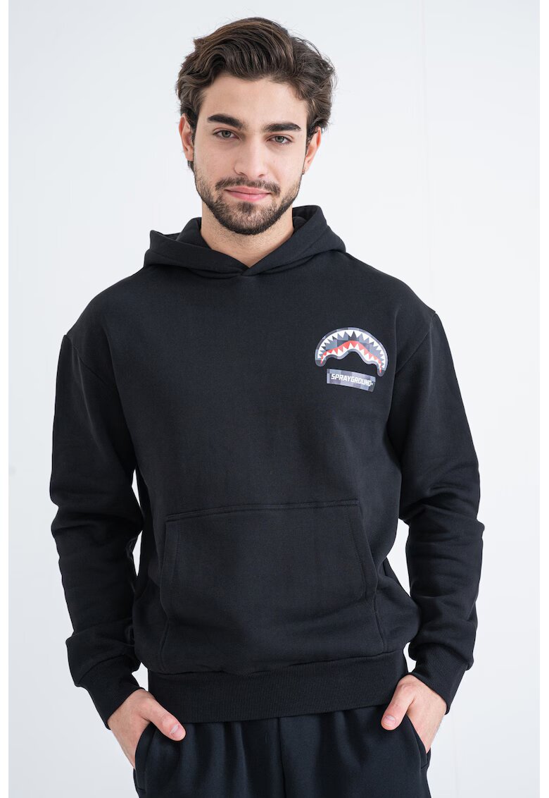 SPRAYGROUND Hanorac din bumbac cu imprimeu logo - Alb/Negru/Gri