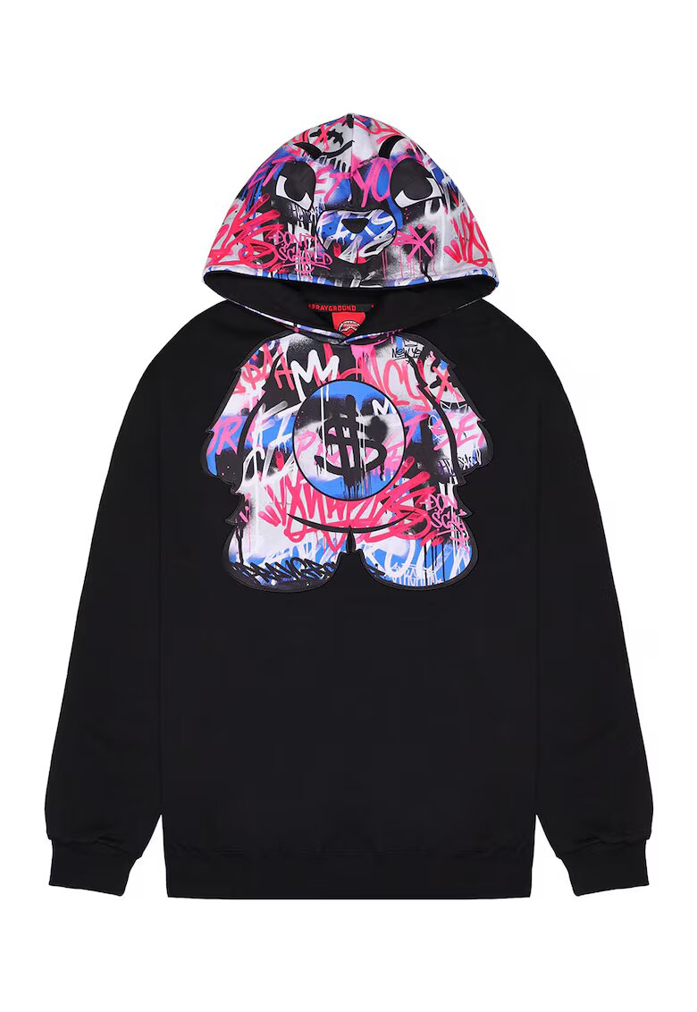 SPRAYGROUND Hanorac lejer cu imprimeu grafitti - Negru/Lila/Roz