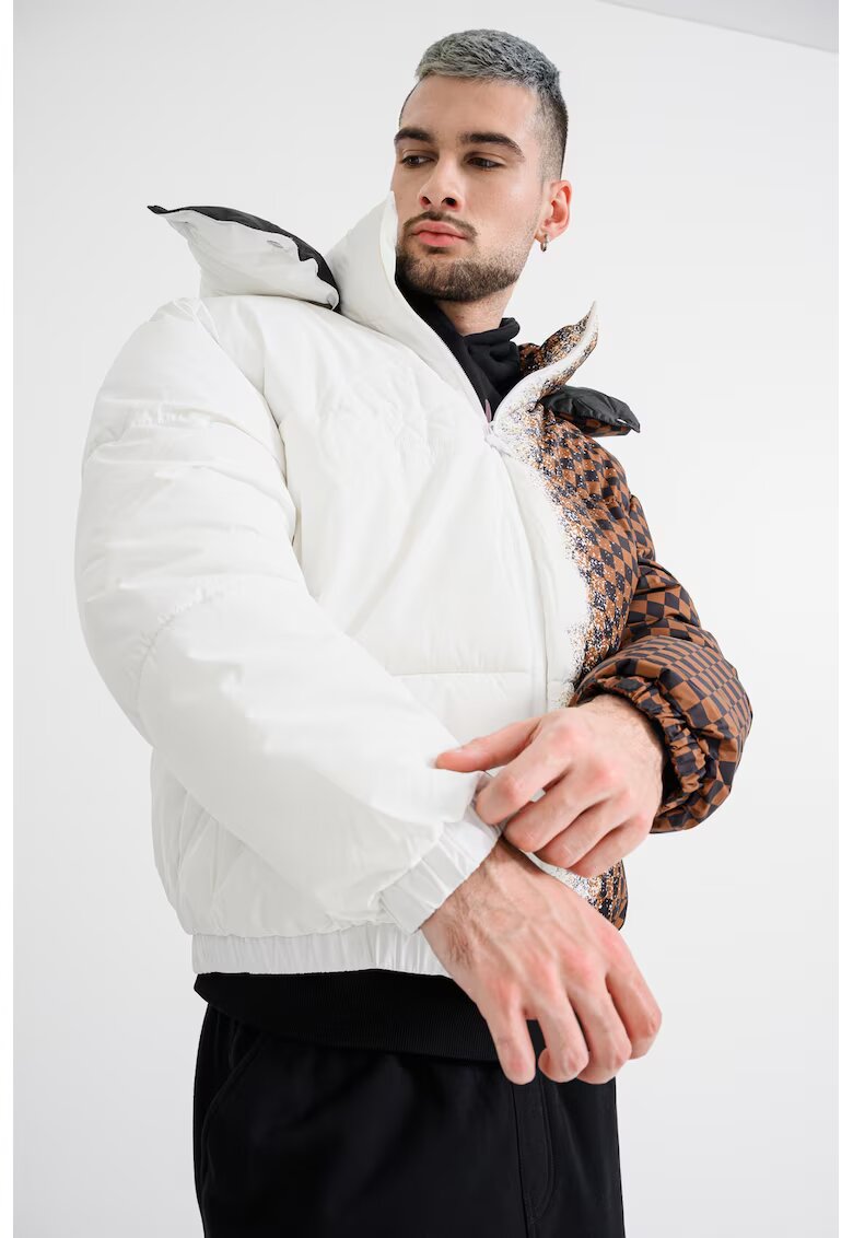 SPRAYGROUND Jacheta bufanta cu gluga - Alb/Negru/Maro scortisoara