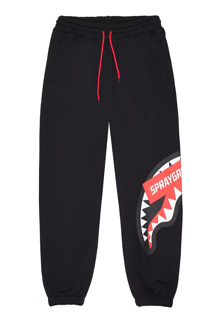 SPRAYGROUND Pantaloni de trening cu snur de ajustare si logo - Rosu/Negru