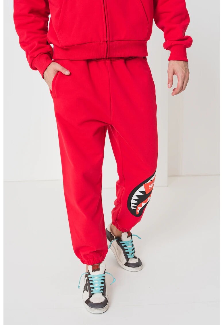 SPRAYGROUND Pantaloni de trening din bumbac relaxed fit - Rosu