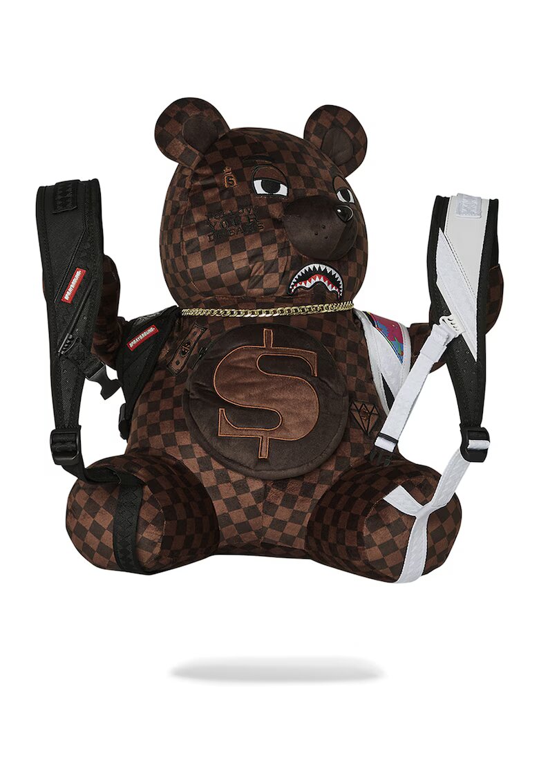 SPRAYGROUND Rucsac cu design urs - Alb/Maro inchis/Roz
