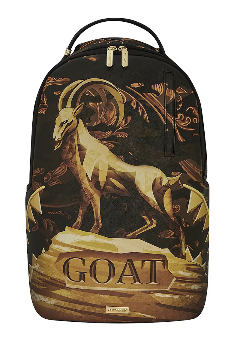 SPRAYGROUND Rucsac cu imprimeu grafic si bretele ajustabile - Negru/Bej/Caramel