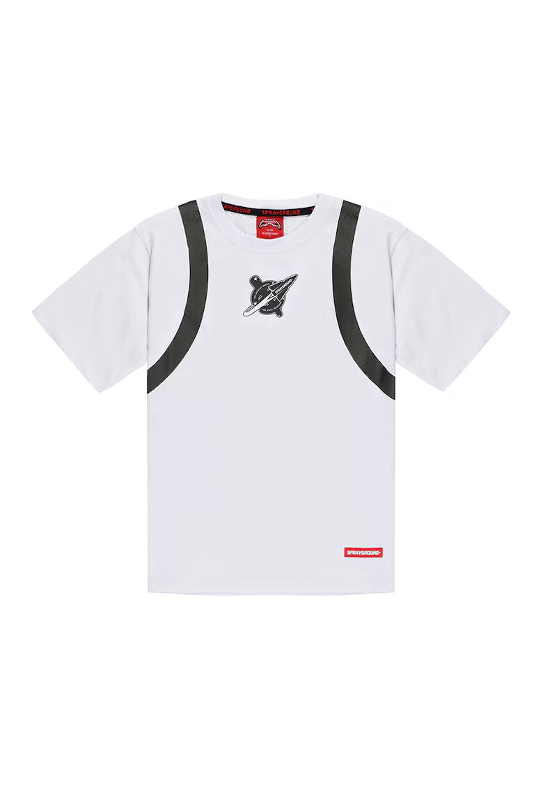 SPRAYGROUND Tricou cu aplicatie din plus Alien - Negru/Alb optic/Verde deschis