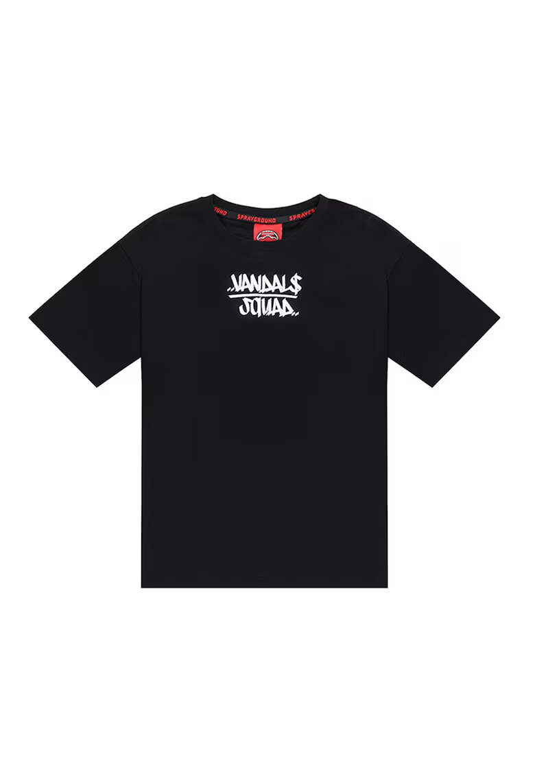 SPRAYGROUND Tricou cu imprimeu pe partea din spate - Negru/Alb optic