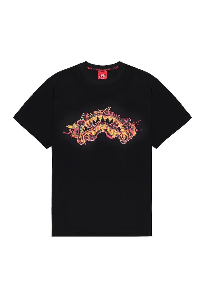 SPRAYGROUND Tricou din bumbac cu imprimeu frontal si pe partea din spate - Rosu/Negru