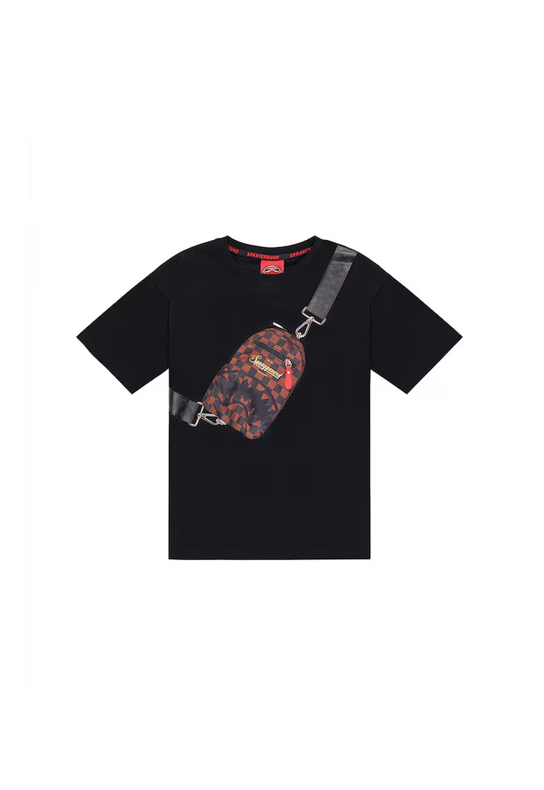 SPRAYGROUND Tricou din bumbac Takeover The Throne - Maro inchis/Negru