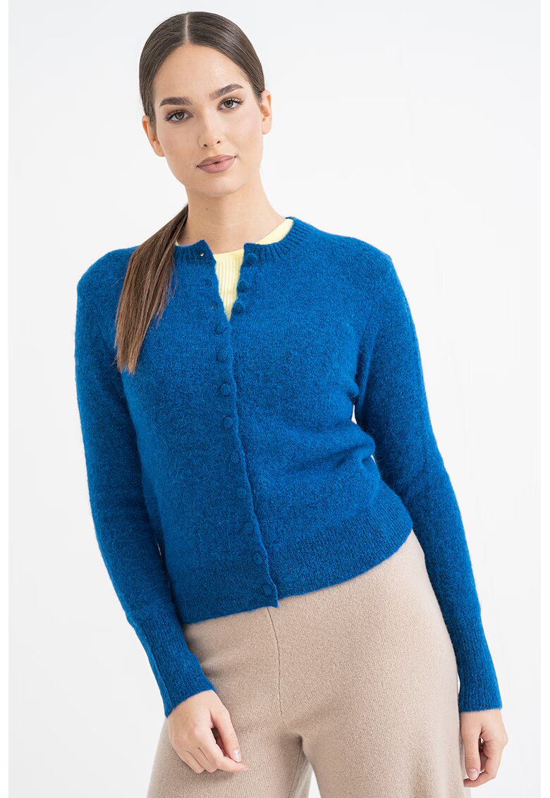 Stefanel Cardigan slim fit din amestec de lana - Albastru deschis