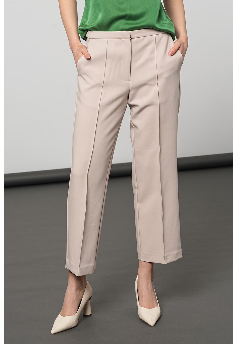 Stefanel Pantaloni tigareta crop - Alb fildes