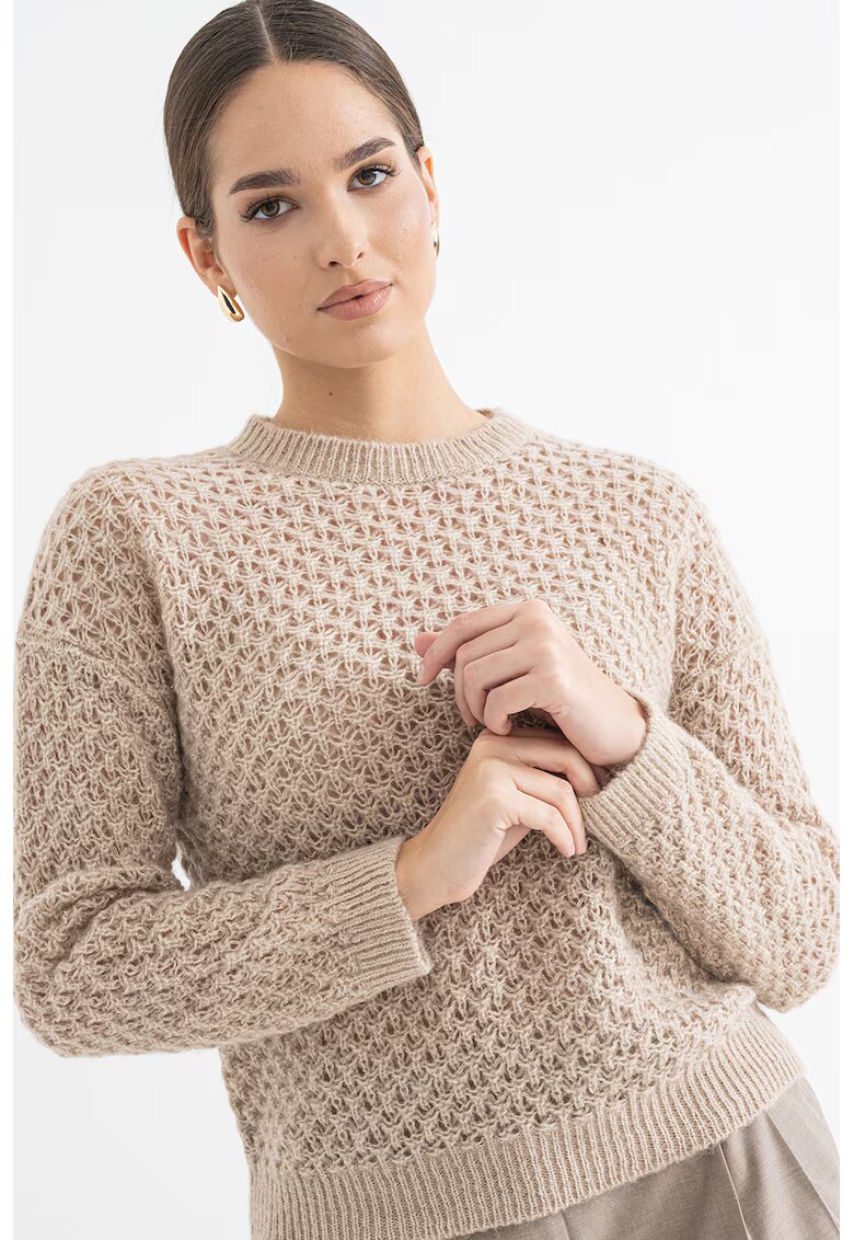 Stefanel Pulover din amestec de lana alpaca cu maneci cazute - Maro deschis