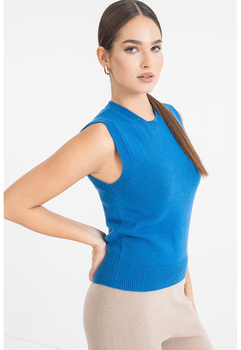 Stefanel Pulover uni fara maneci - Albastru deschis