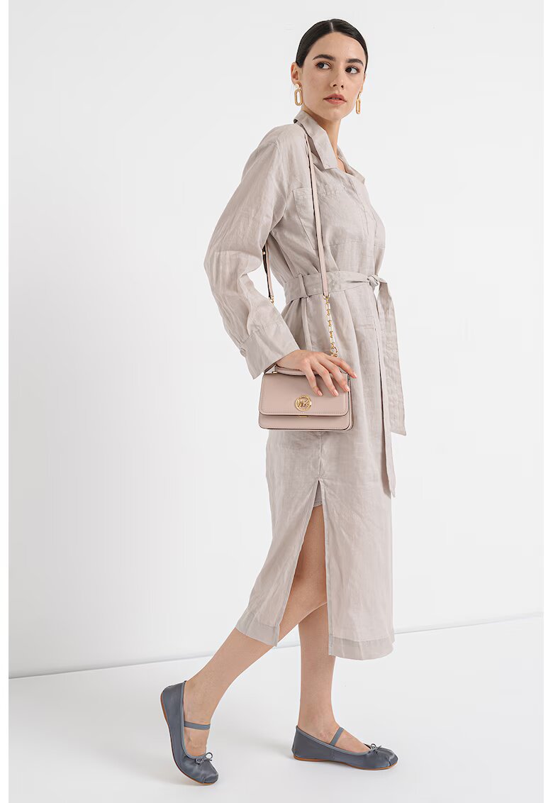 Stefanel Rochie din ramie cu slituri laterale - Maro taupe deschis