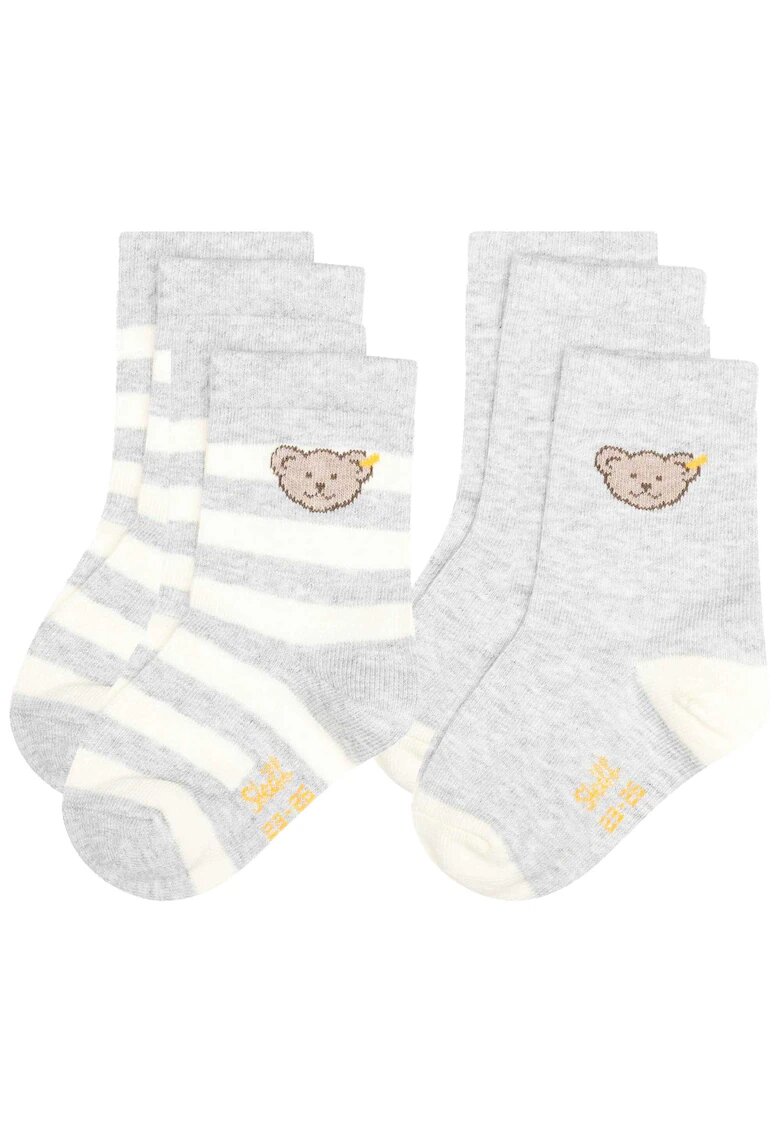 Steiff Set de soosete cu dungi - 4 perechi - Gri