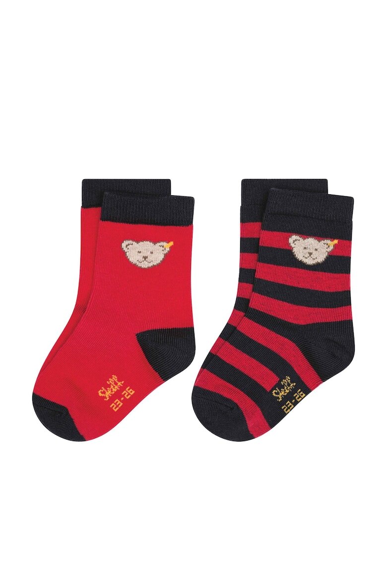 Steiff Set de soosete scurte de bumbac organic - 2 perechi - Rosu