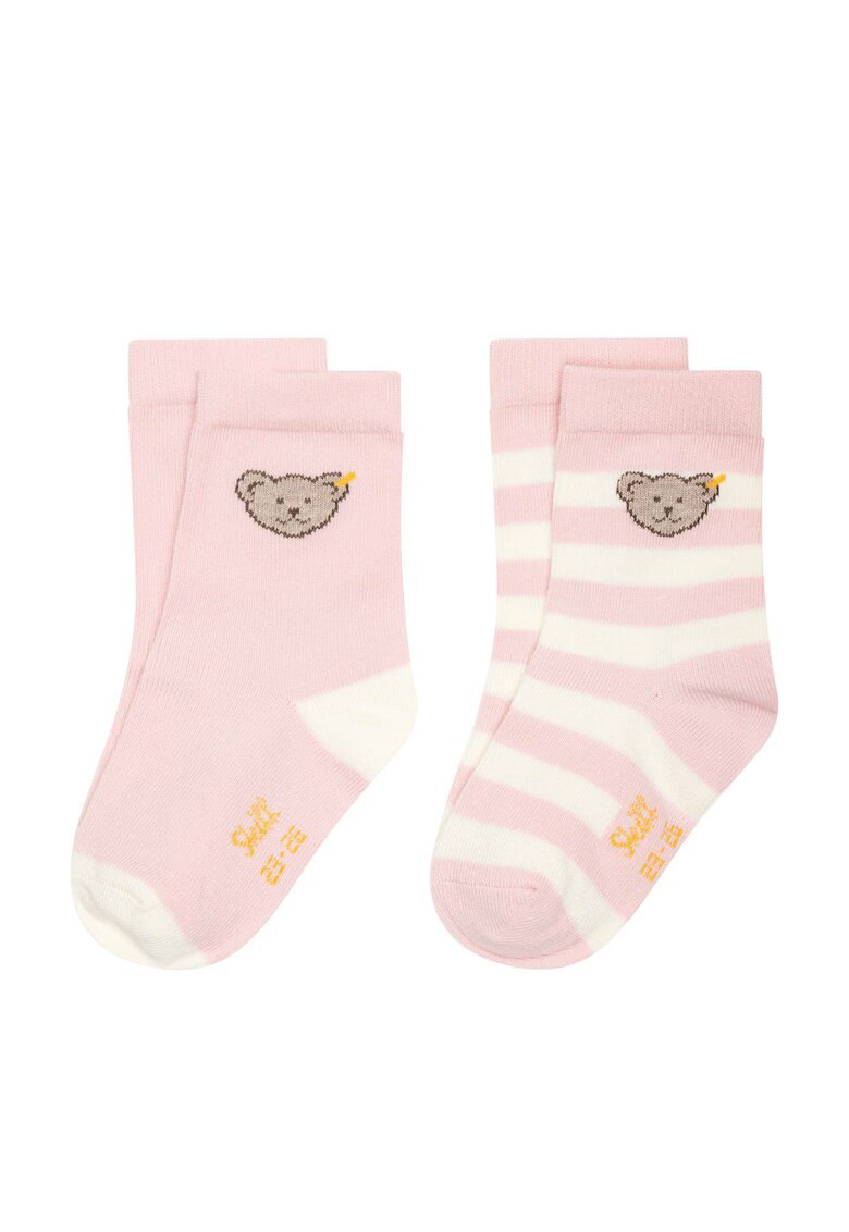 Steiff Set de soosete scurte de bumbac organic - 2 perechi - Roz pal