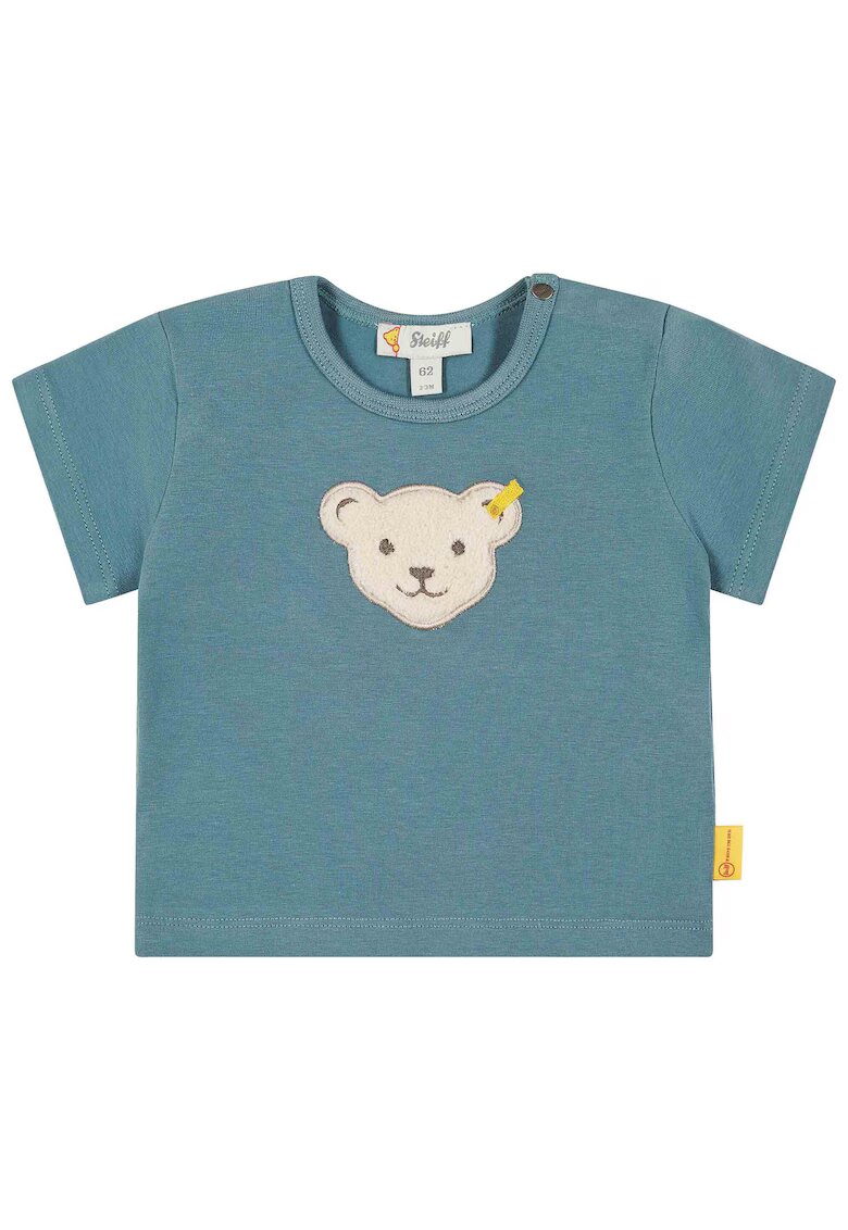 Steiff Tricou cu aplicatie cu ursulet - Albastru prafuit