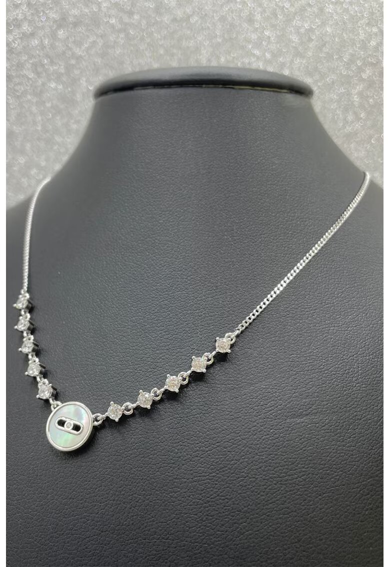 Steliani Colier din argint veritabil 925 decorat cu pandantiv Mother Of Pearl - Argintiu