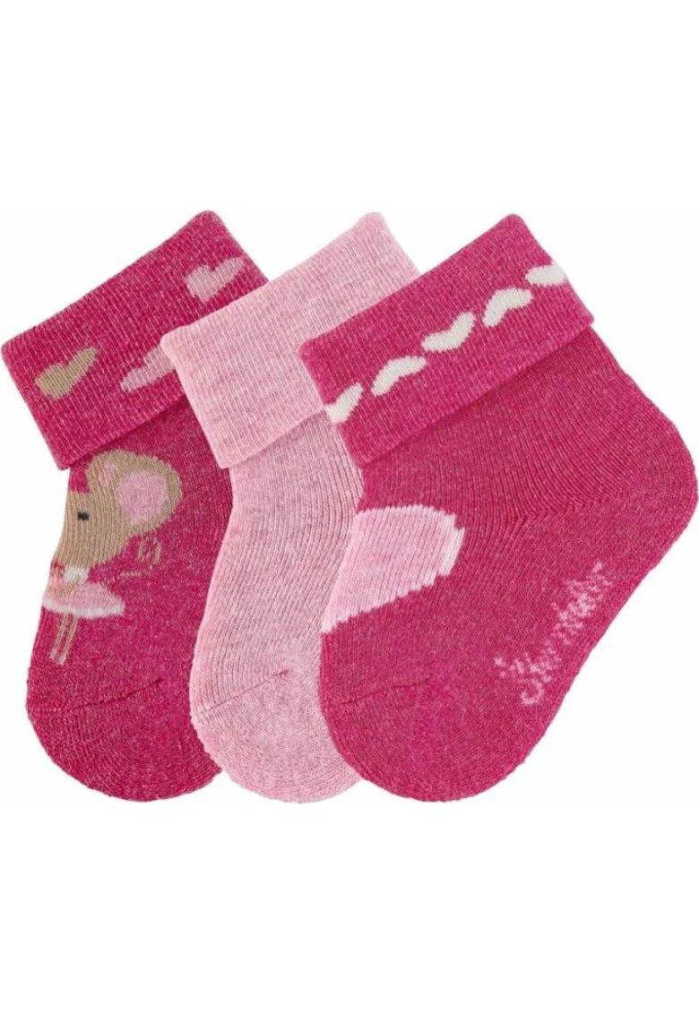 STERNTALER Set 3 perechi de sosete - Bumbac/Poliamida - 6-12 luni - Roz -