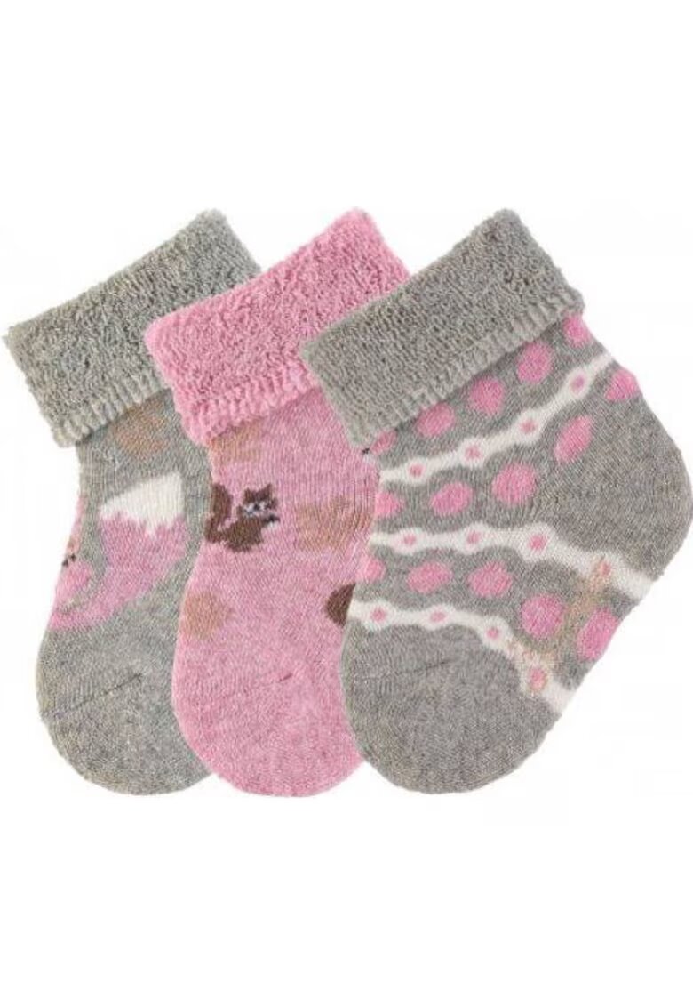 STERNTALER Set 3 perechi de sosete - Bumbac/Poliamida - Gri/Roz -