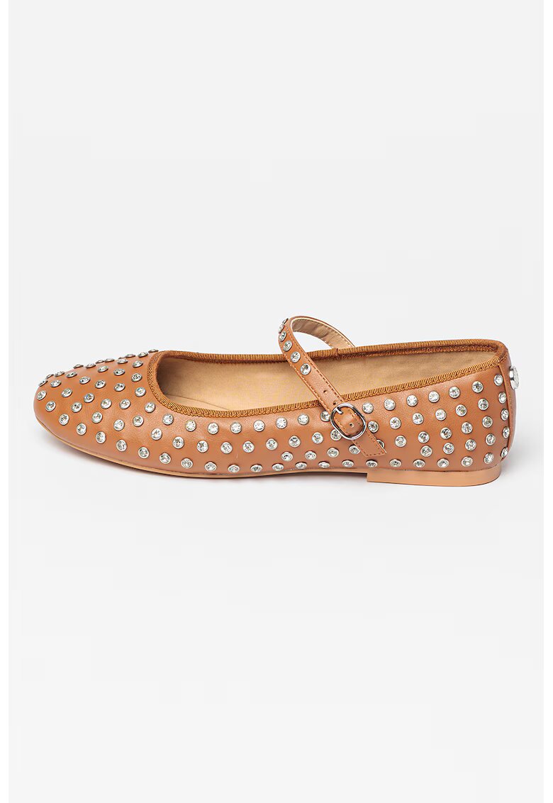 Steve Madden Balerini de piele ecologica cu strasuri Vinetta - Maro scortisoara